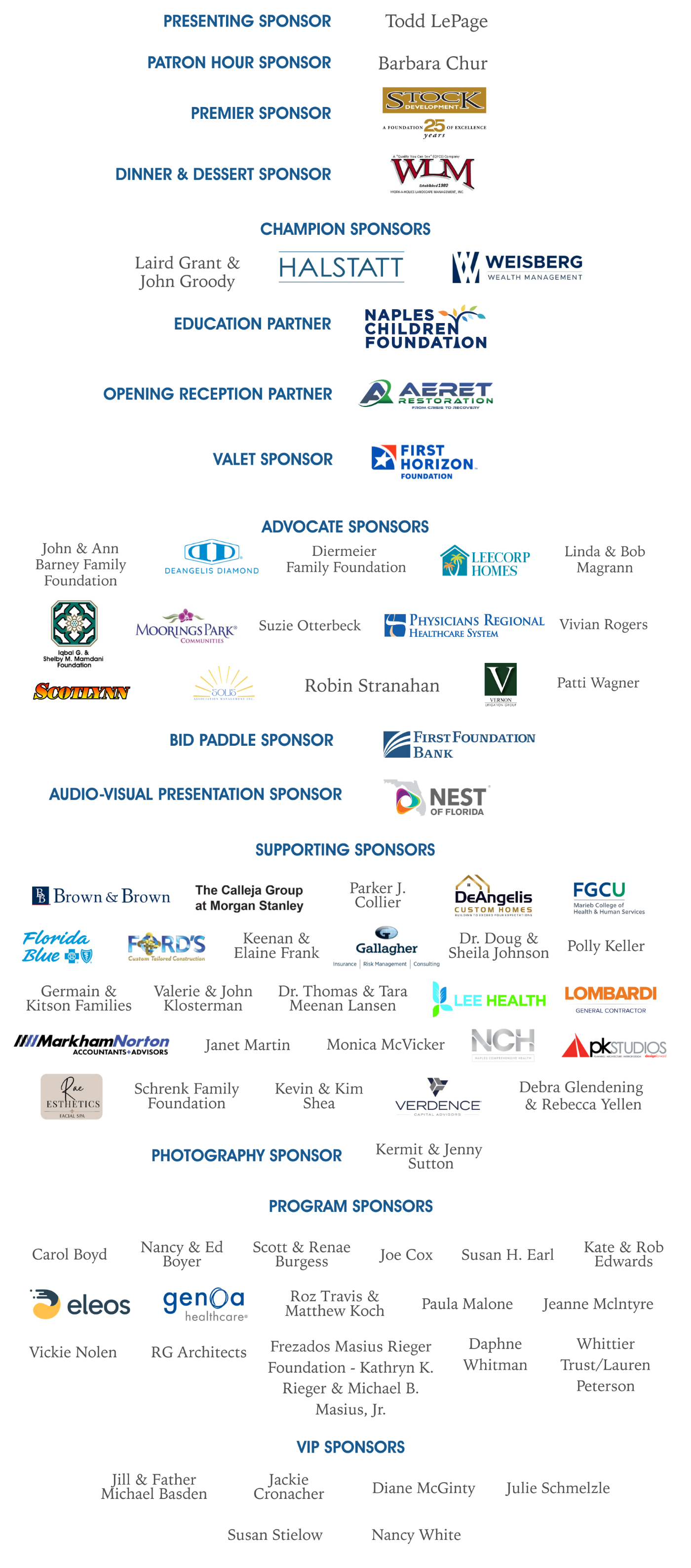 Sponsor list